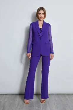Elie Tahari Jackets & Blazers|Suiting-Chiffon Combo Crepe Blazer GRAPE