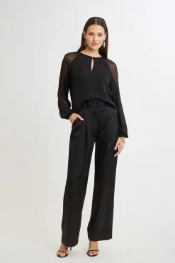 Elie Tahari Tops & Sweaters-Chiffon Combo Georgette Shirt BLACK
