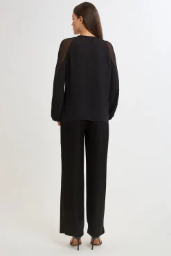 Elie Tahari Tops & Sweaters-Chiffon Combo Georgette Shirt BLACK