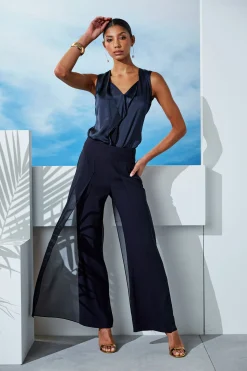 Elie Tahari Bottoms-Chiffon Panel Pant STARGAZER