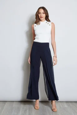Elie Tahari Bottoms-Chiffon Panel Pant STARGAZER