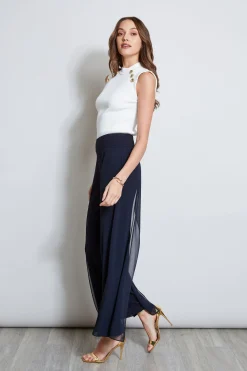 Elie Tahari Bottoms-Chiffon Panel Pant STARGAZER