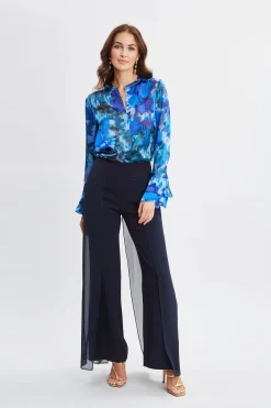 Elie Tahari Bottoms-Chiffon Panel Pant STARGAZER