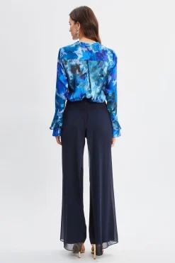 Elie Tahari Bottoms-Chiffon Panel Pant STARGAZER