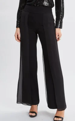 Elie Tahari Bottoms-Chiffon Panel Pant BLACK