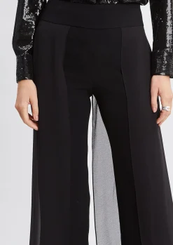 Elie Tahari Bottoms-Chiffon Panel Pant BLACK