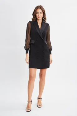Elie Tahari Dresses & Jumpsuits|Suiting-Chiffon Sleeve Blazer Dress BLACK