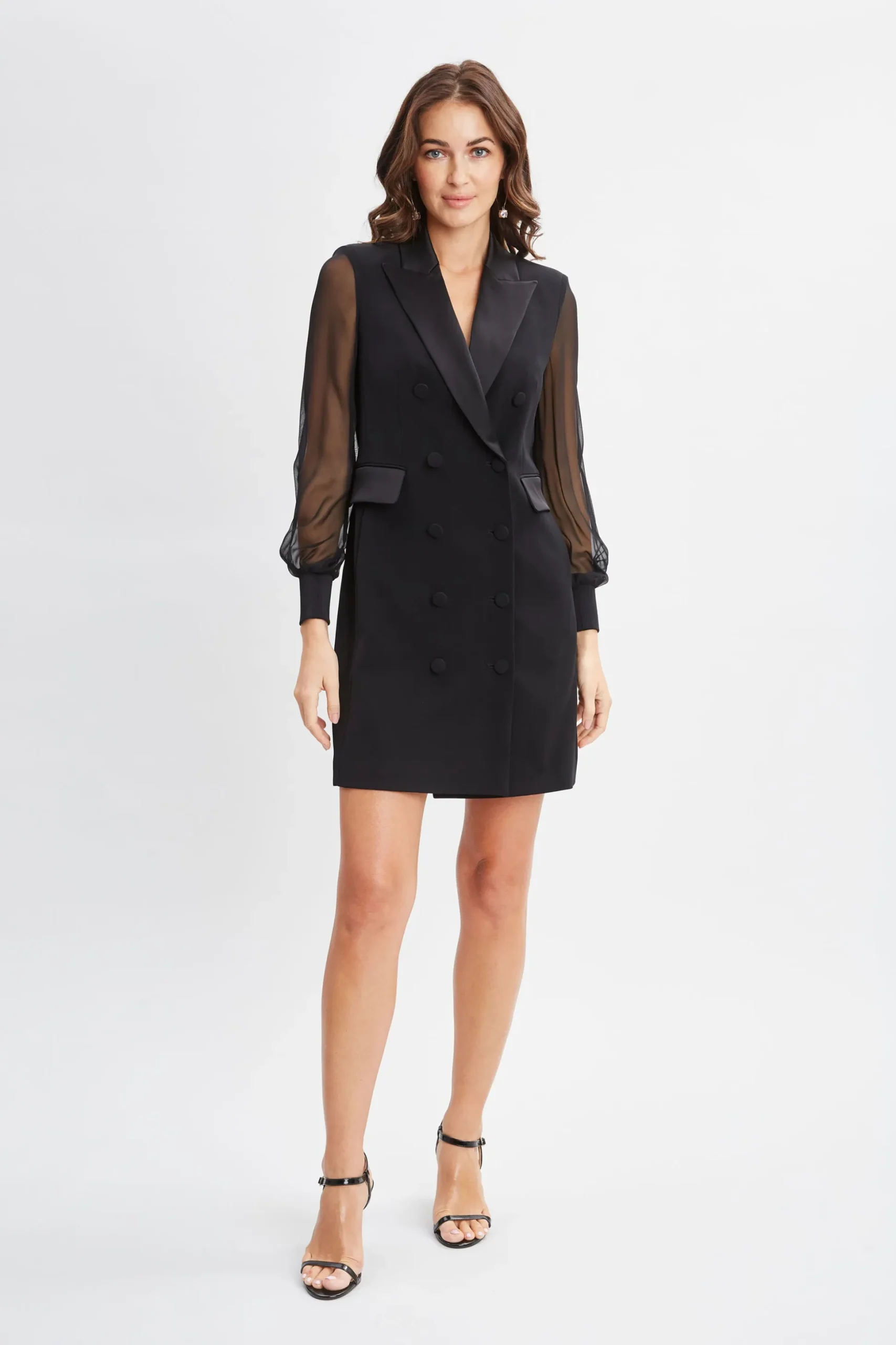Elie Tahari Dresses & Jumpsuits|Suiting-Chiffon Sleeve Blazer Dress BLACK