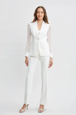 Elie Tahari Jackets & Blazers|Suiting-Chiffon Sleeve Jewel Button Blazer FOAM