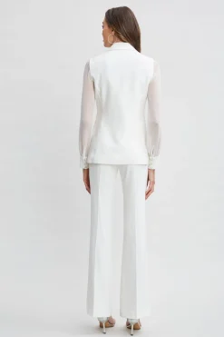 Elie Tahari Jackets & Blazers|Suiting-Chiffon Sleeve Jewel Button Blazer FOAM