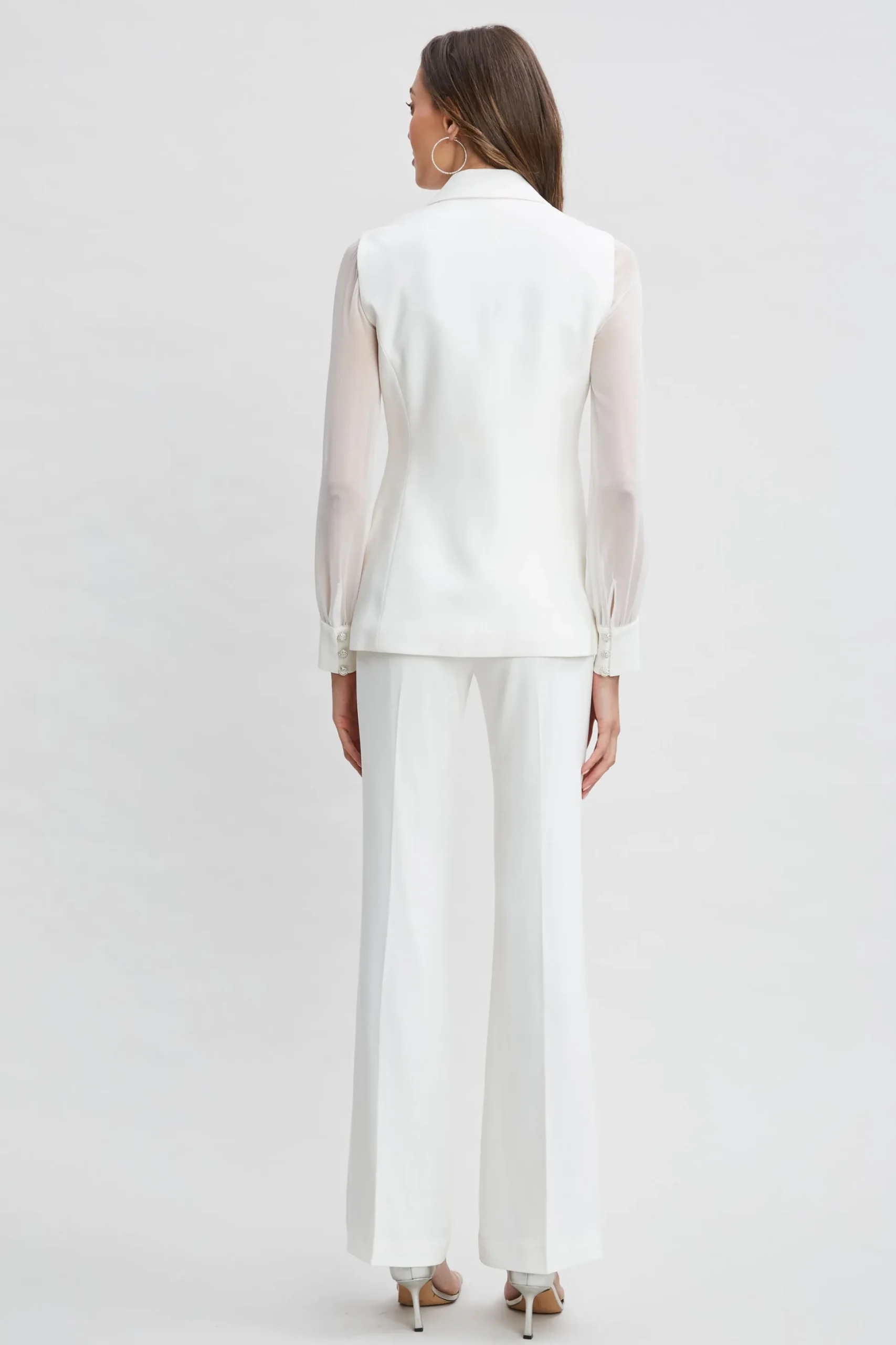 Elie Tahari Jackets & Blazers|Suiting-Chiffon Sleeve Jewel Button Blazer FOAM