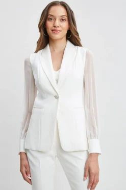 Elie Tahari Jackets & Blazers|Suiting-Chiffon Sleeve Jewel Button Blazer FOAM