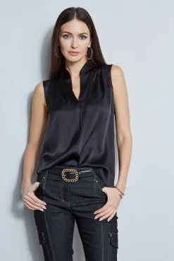 Elie Tahari Tops & Sweaters-Contour Silk Satin Shirt BLACK