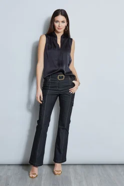 Elie Tahari Tops & Sweaters-Contour Silk Satin Shirt BLACK