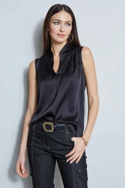 Elie Tahari Tops & Sweaters-Contour Silk Satin Shirt BLACK