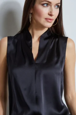 Elie Tahari Tops & Sweaters-Contour Silk Satin Shirt BLACK