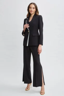 Elie Tahari Jackets & Blazers|Suiting-Contrast Trim Blazer Noir/SkyWhite