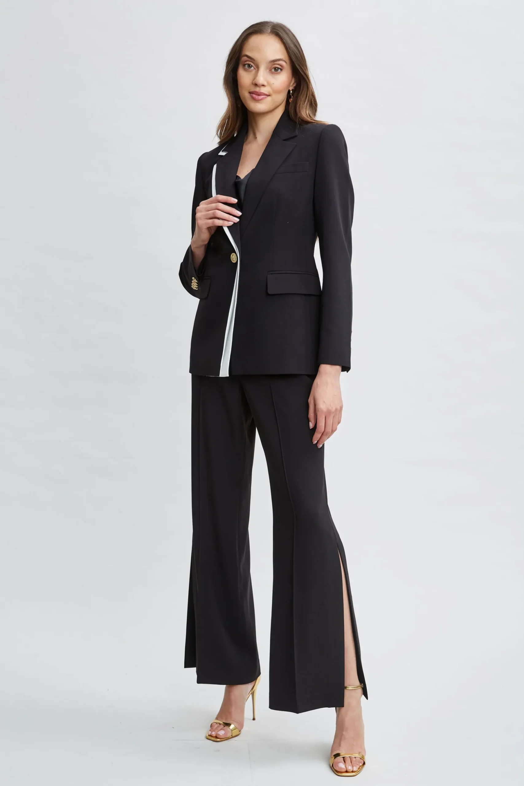 Elie Tahari Jackets & Blazers|Suiting-Contrast Trim Blazer Noir/SkyWhite