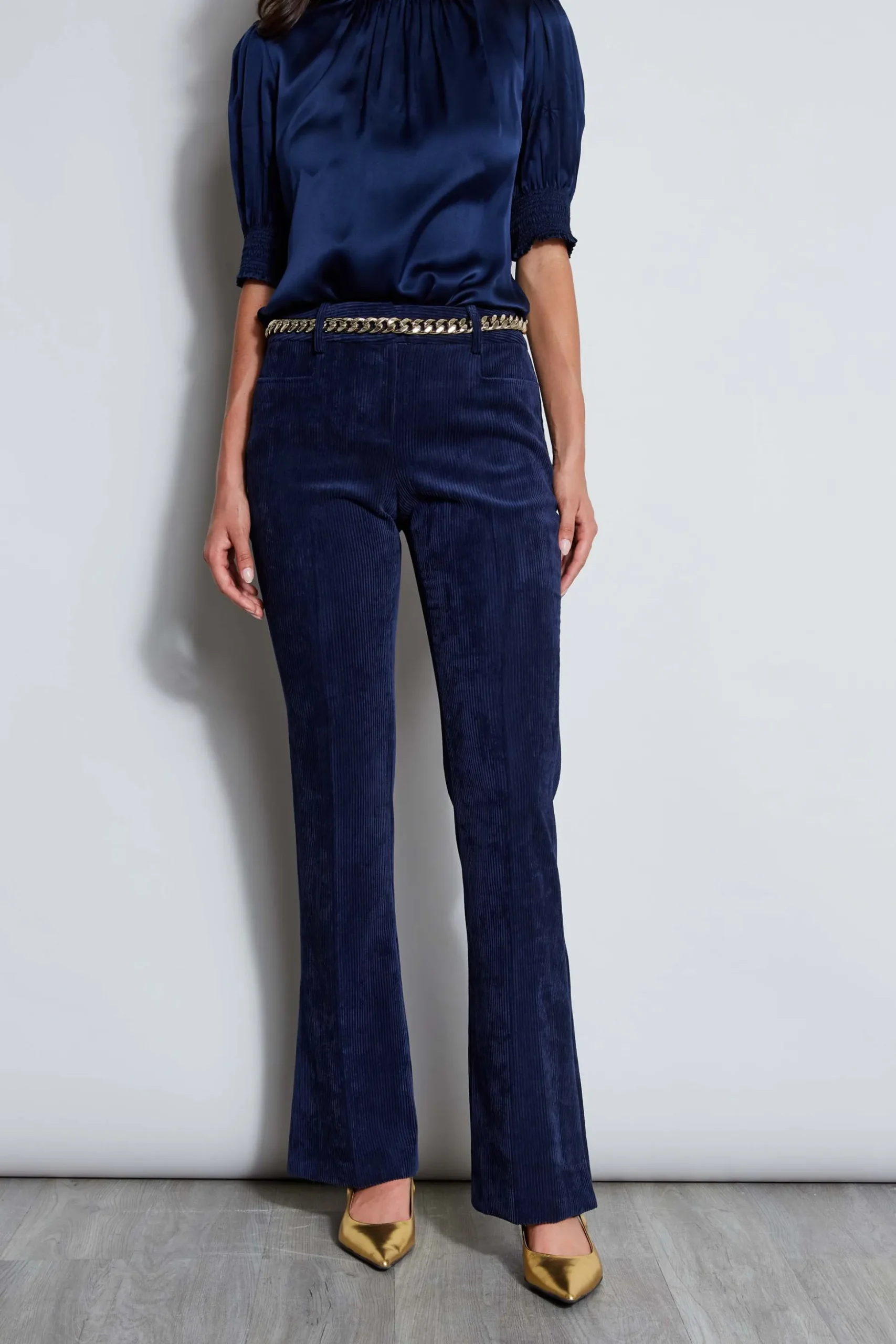 Elie Tahari Bottoms|Suiting-Corduroy Fit & Flare Pant GALAXYNAVY