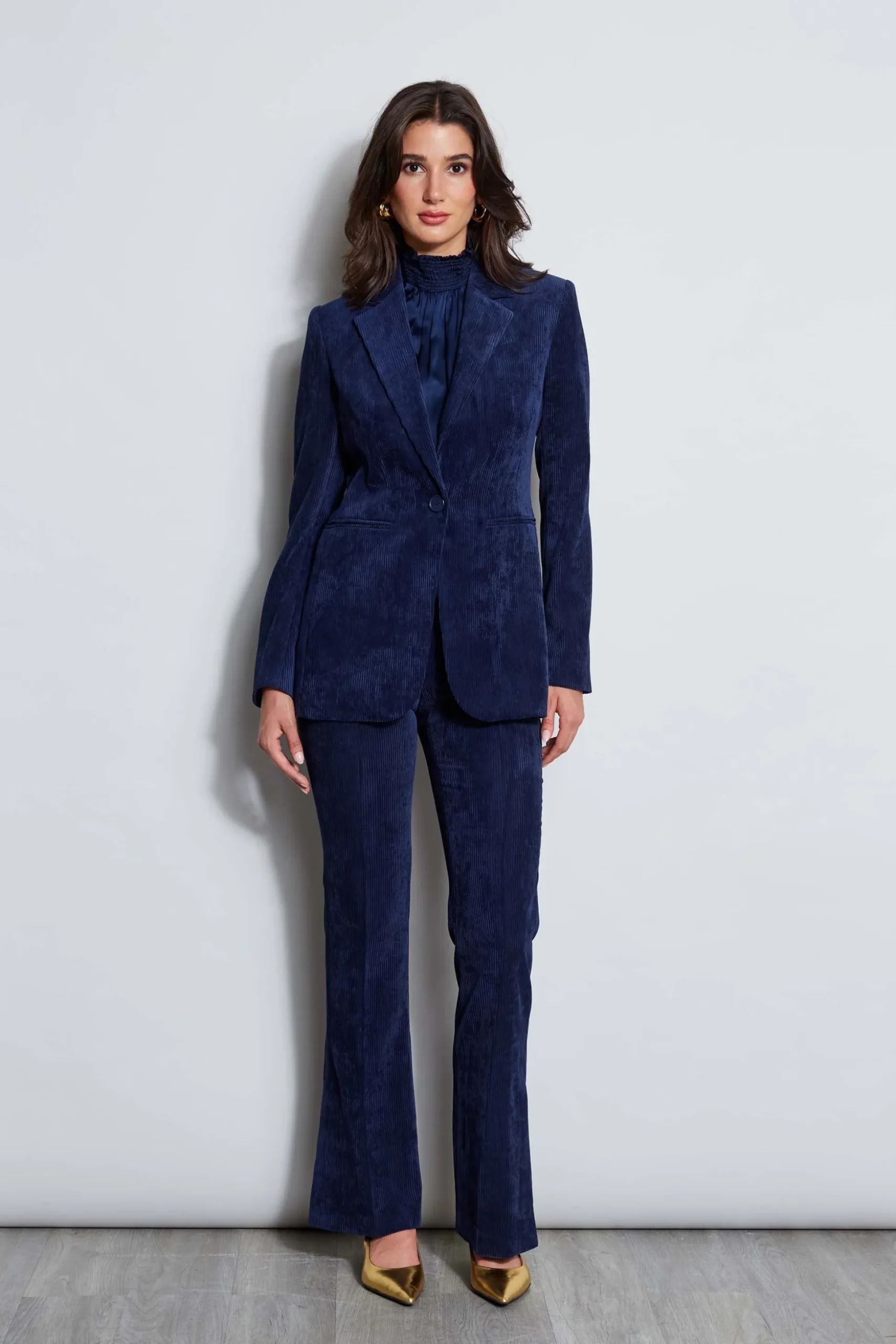 Elie Tahari Bottoms|Suiting-Corduroy Fit & Flare Pant GALAXYNAVY