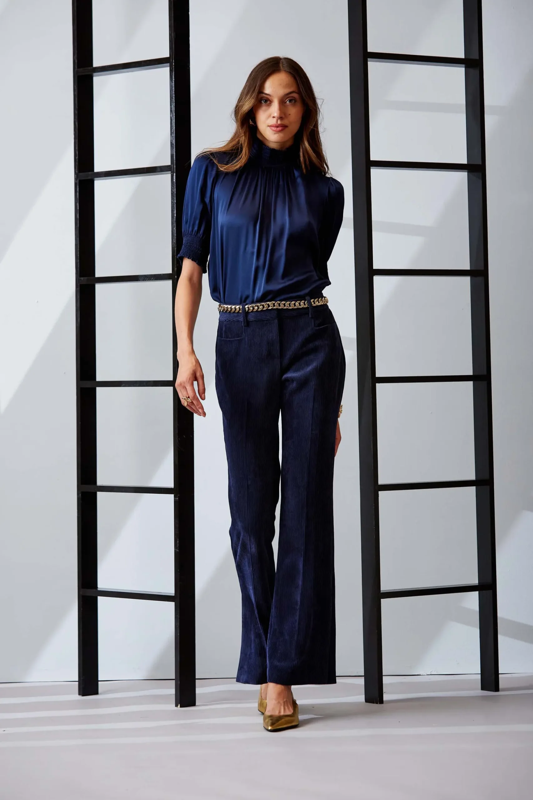 Elie Tahari Bottoms|Suiting-Corduroy Fit & Flare Pant GALAXYNAVY