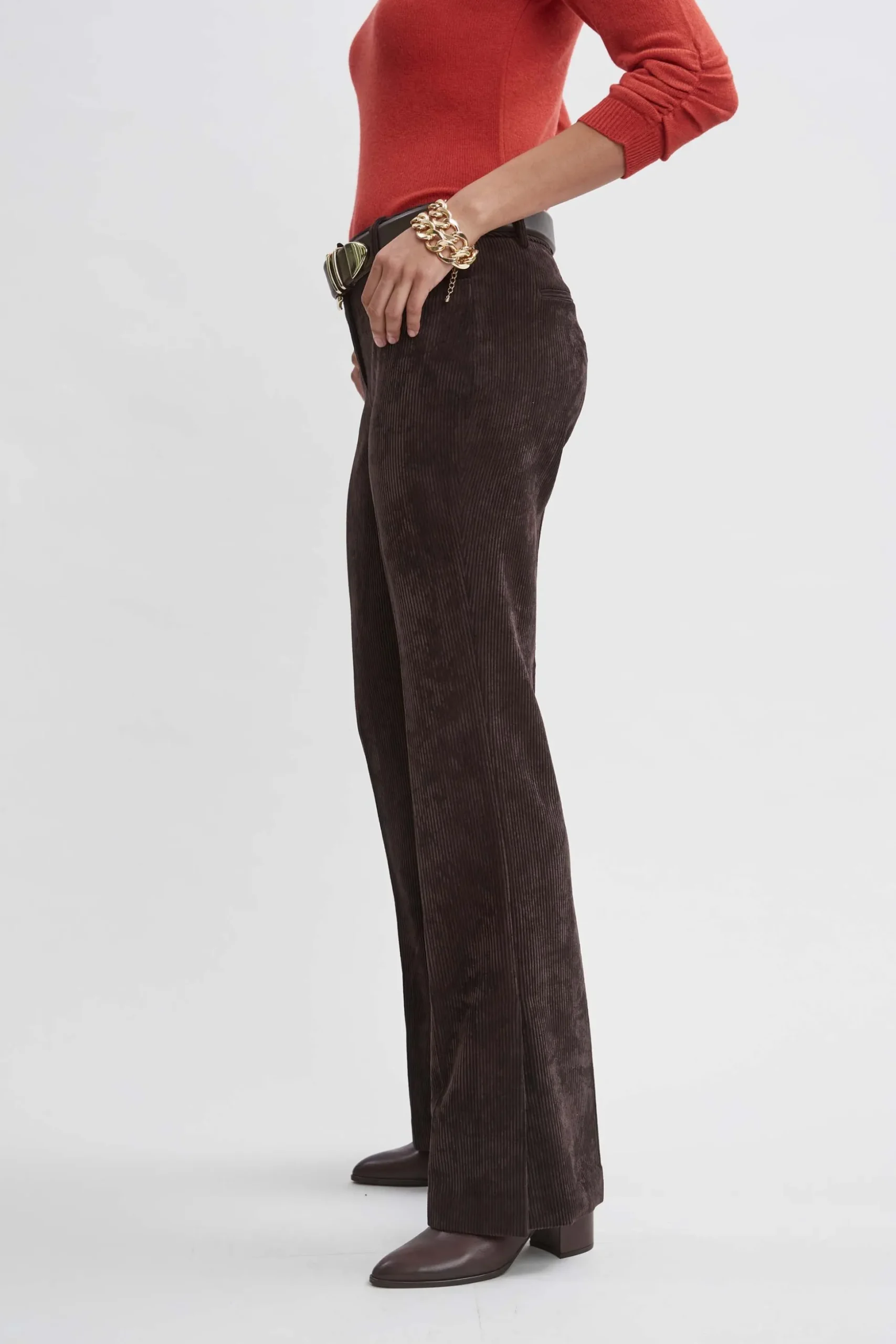 Elie Tahari Bottoms|Suiting-Corduroy Fit & Flare Pant WOOD