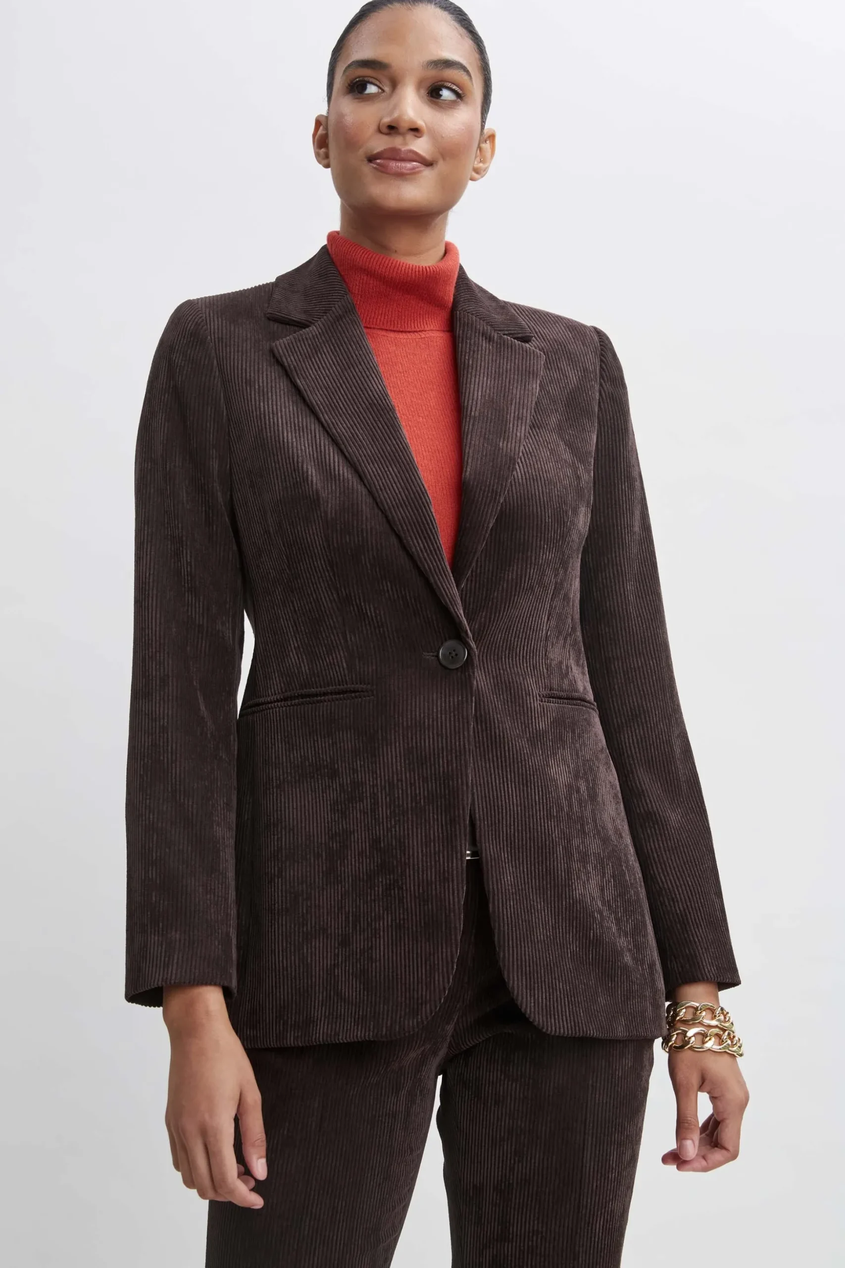 Elie Tahari Jackets & Blazers|Suiting-Corduroy Single Button Blazer WOOD