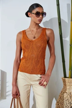 Elie Tahari Tops & Sweaters-Cotton Crochet V-Neck Sweater GINGER