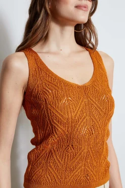 Elie Tahari Tops & Sweaters-Cotton Crochet V-Neck Sweater GINGER
