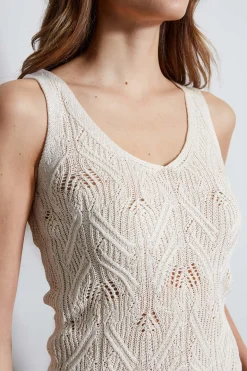 Elie Tahari Tops & Sweaters-Cotton Crochet V-Neck Sweater CREAM
