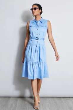 Elie Tahari Dresses & Jumpsuits|Sleeveless Dresses-Cotton Utility Dress HORIZONBLUE