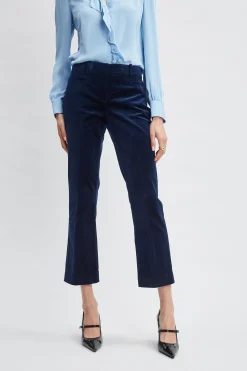 Elie Tahari Bottoms|Suiting-Cotton Velvet Flare Pant MIDNIGHT