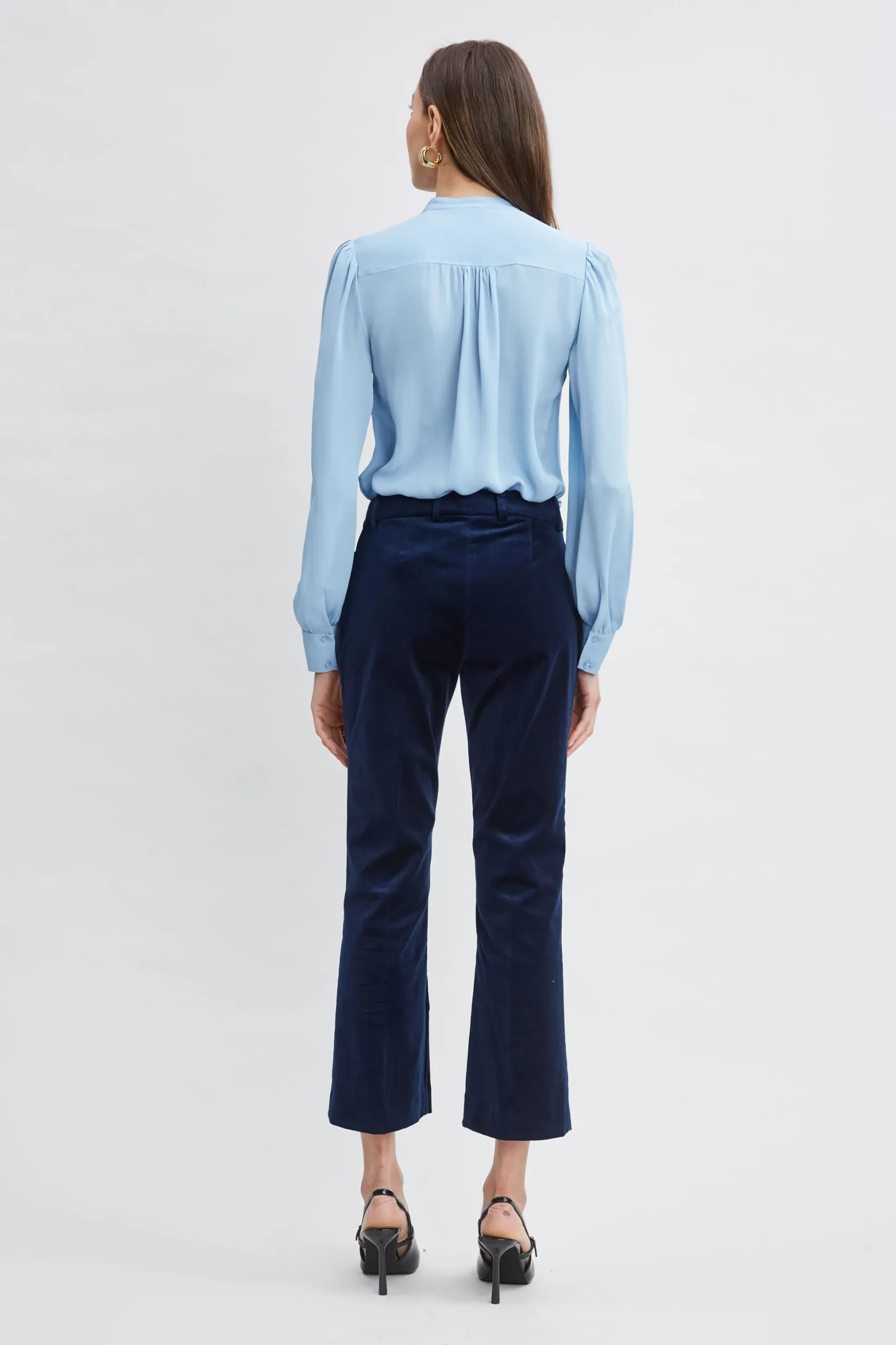 Elie Tahari Bottoms|Suiting-Cotton Velvet Flare Pant MIDNIGHT