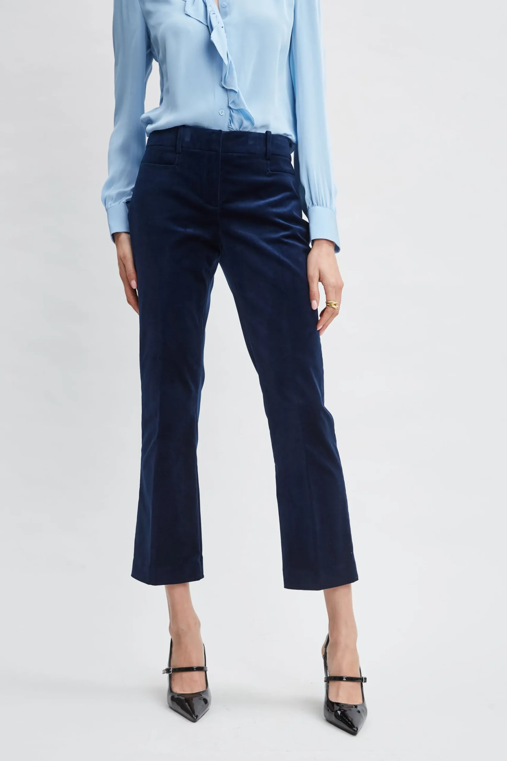 Elie Tahari Bottoms|Suiting-Cotton Velvet Flare Pant MIDNIGHT