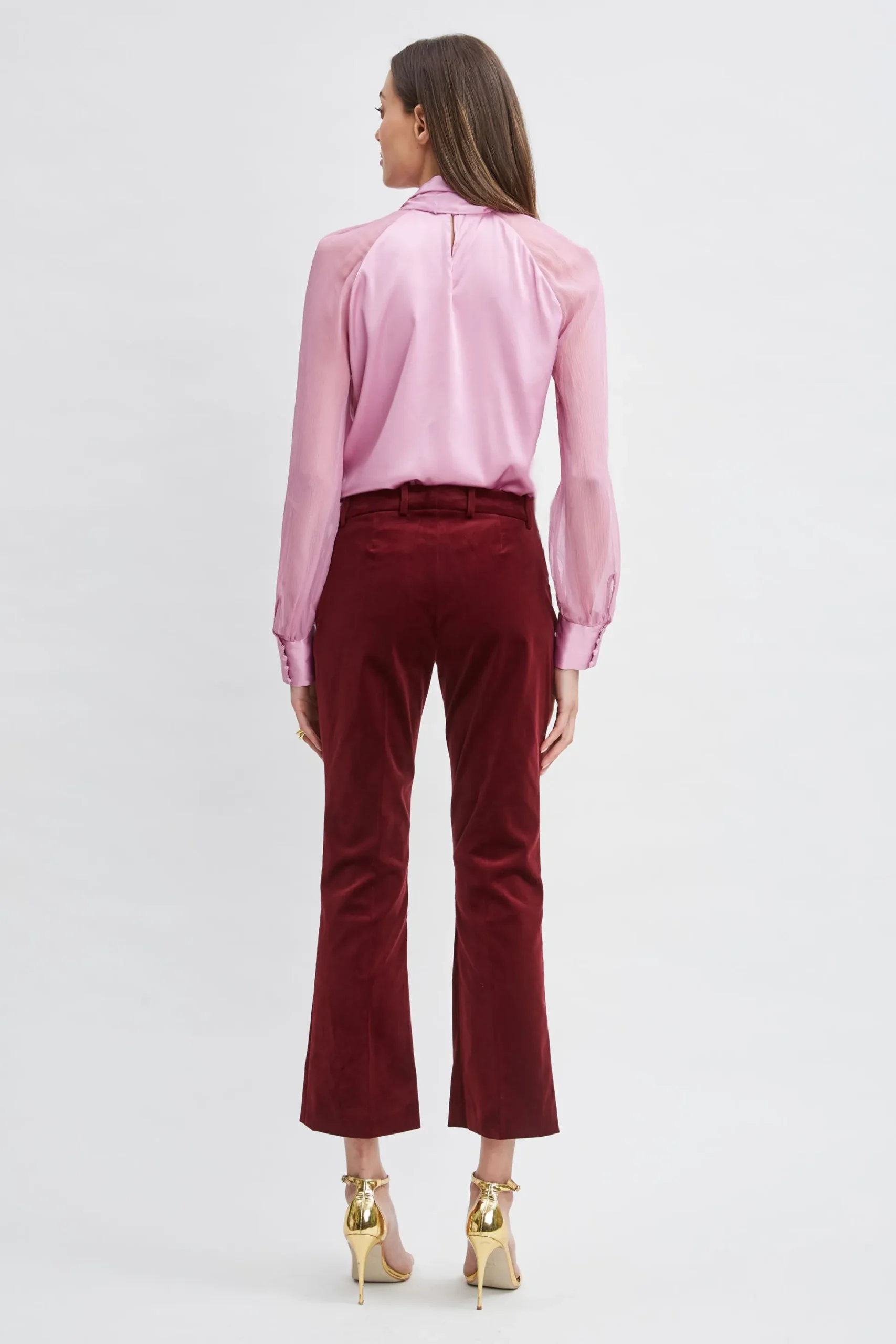 Elie Tahari Bottoms|Suiting-Cotton Velvet Flare Pant SANGRIA