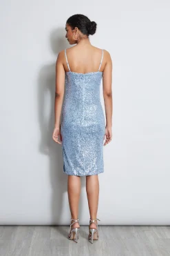 Elie Tahari Dresses & Jumpsuits|Sleeveless Dresses-Cowl Neck Sequin Dress CRYSTALBLUE