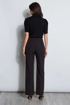 Elie Tahari Bottoms-Crepe Button Pant Noir