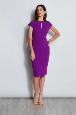 Elie Tahari Dresses & Jumpsuits|Short Sleeve Dresses-Crepe Keyhole Dart Dress BERRY