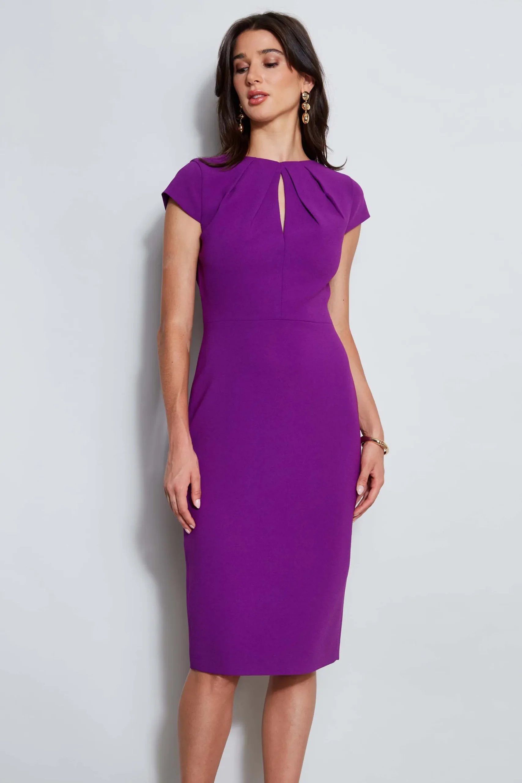 Elie Tahari Dresses & Jumpsuits|Short Sleeve Dresses-Crepe Keyhole Dart Dress BERRY