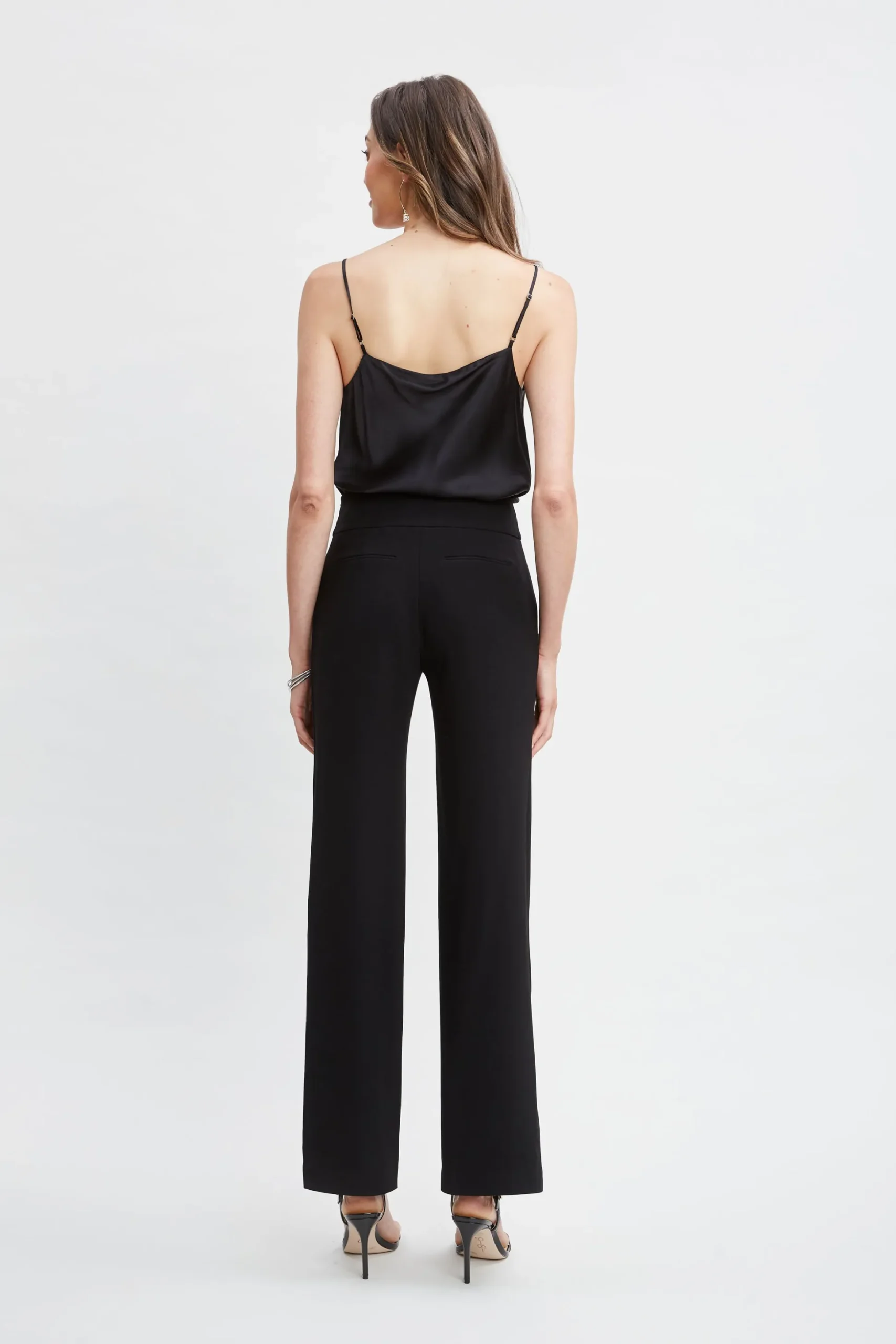 Elie Tahari Bottoms|Suiting-Crepe Overlay Slit Pant BLACK