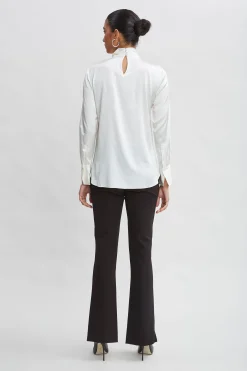 Elie Tahari Bottoms|Suiting-Crepe Seam Slit Flare Pant BLACK