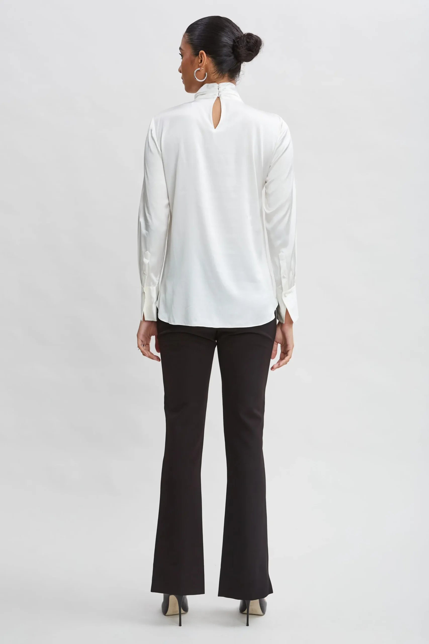 Elie Tahari Bottoms|Suiting-Crepe Seam Slit Flare Pant BLACK