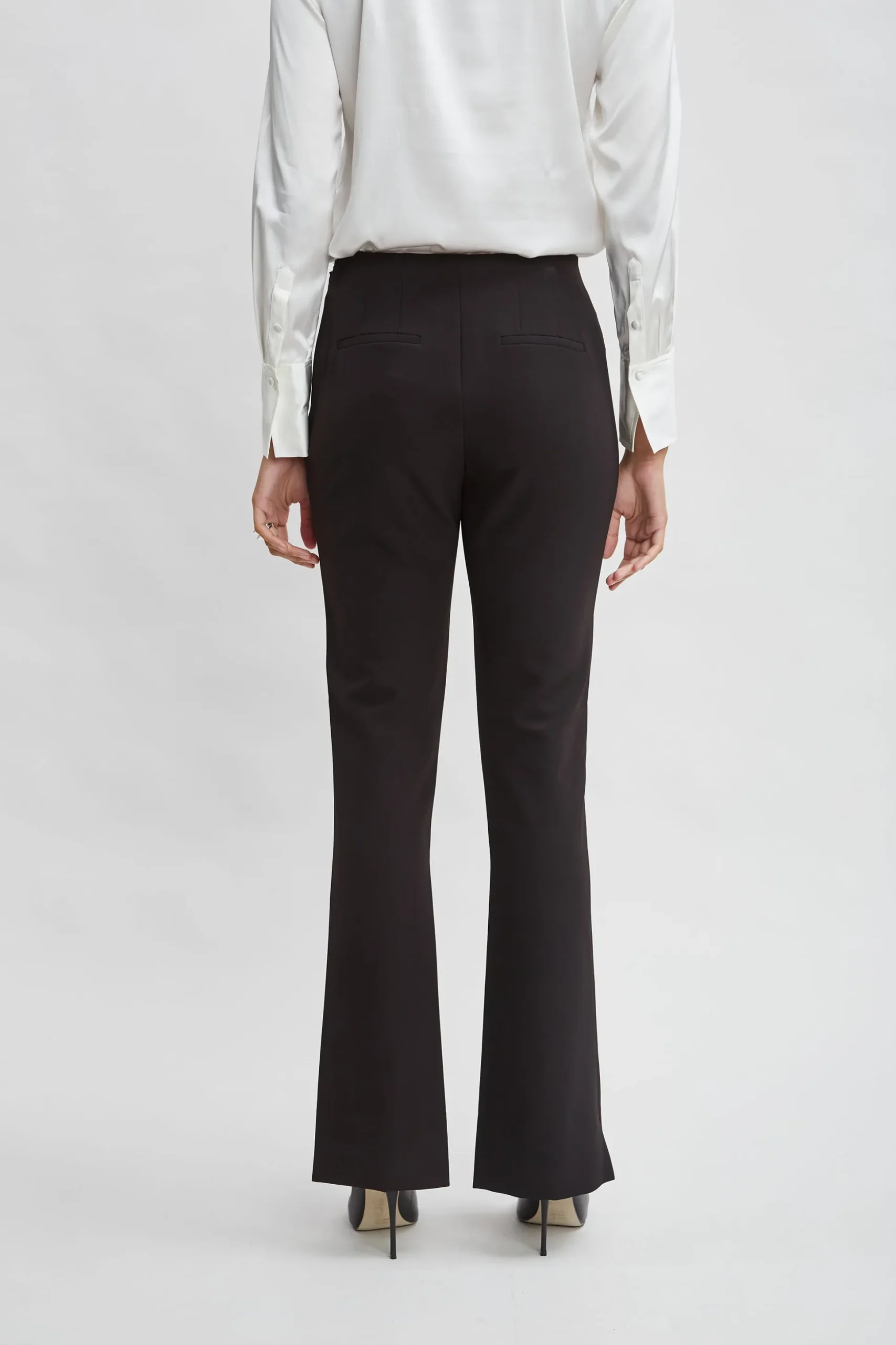 Elie Tahari Bottoms|Suiting-Crepe Seam Slit Flare Pant BLACK