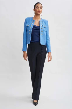 Elie Tahari Bottoms-Crepe Seam Slit Flare Pant STARGAZER