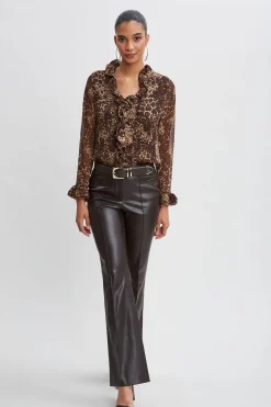 Elie Tahari Tops & Sweaters-Crinkle Chiffon Safari Blouson Shirt MULTI