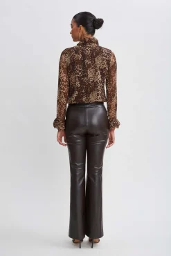 Elie Tahari Tops & Sweaters-Crinkle Chiffon Safari Blouson Shirt MULTI