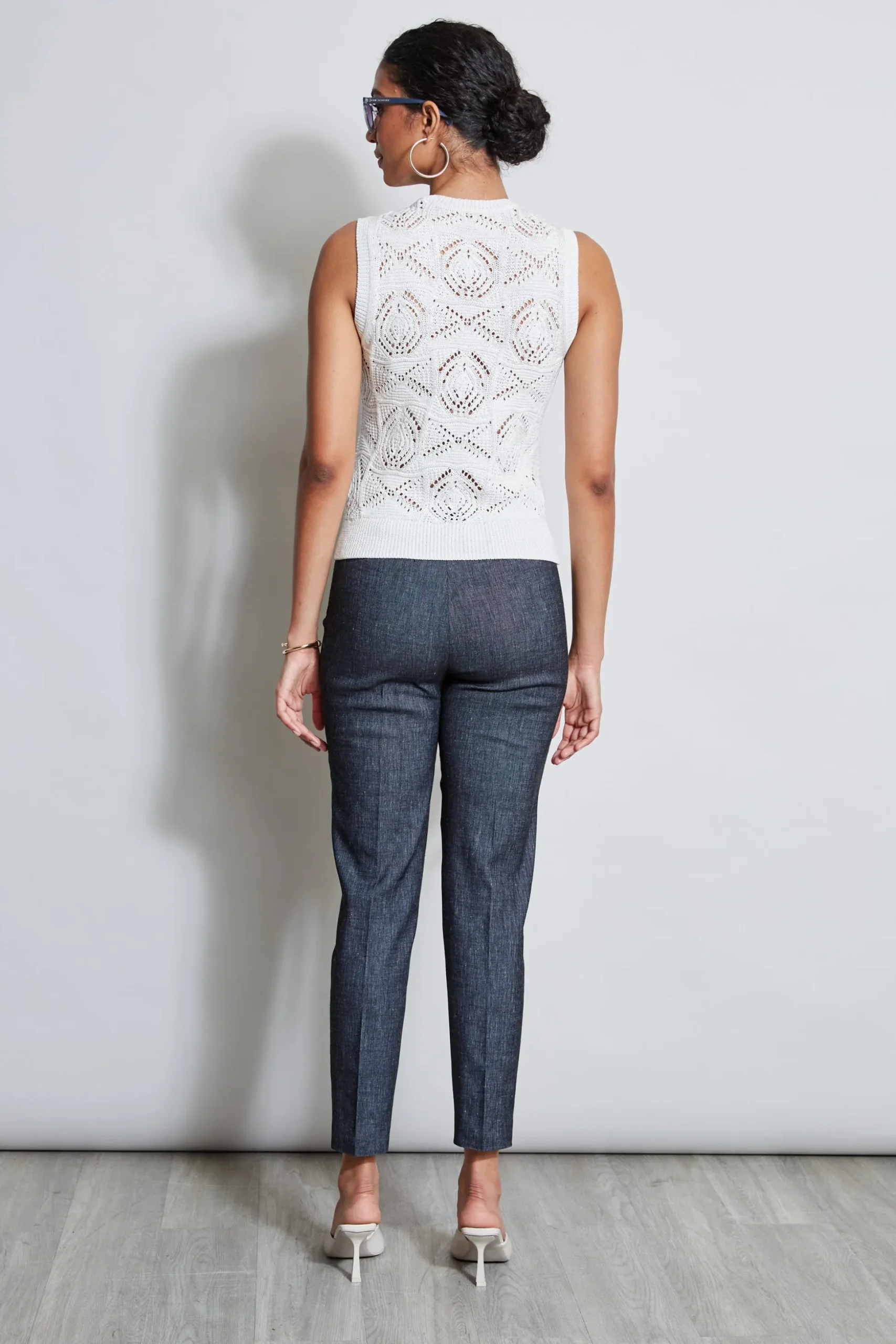 Elie Tahari Tops & Sweaters-Crochet Cotton Sweater Tank PEARL
