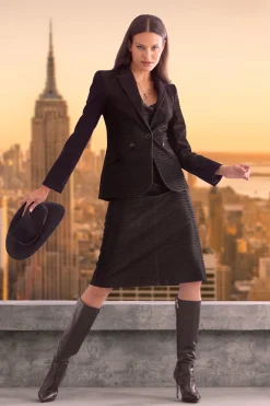 Elie Tahari Bottoms|Suiting-Croco Embossed Vegan Leather Midi Skirt BLACK