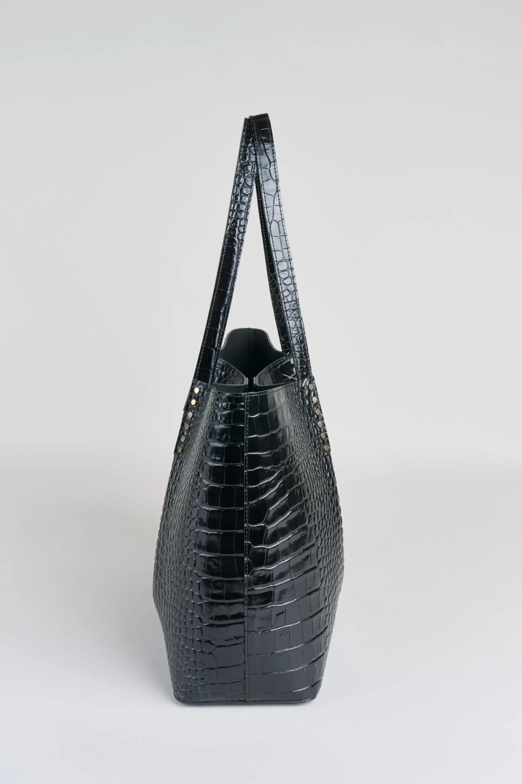 Elie Tahari Suiting|Fragrance-Crocodile Embossed Leather Tote BLACK
