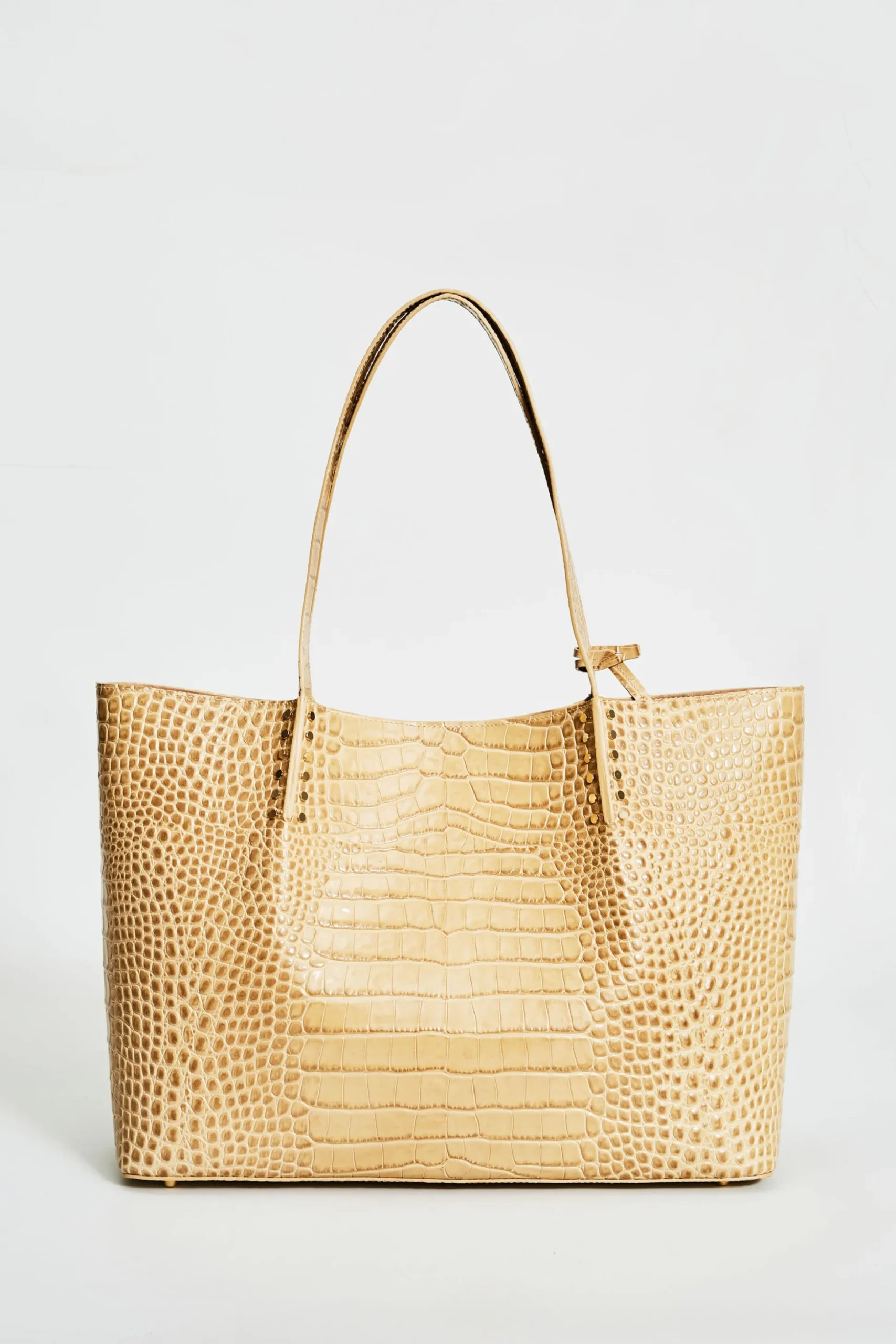 Elie Tahari Fragrance|Gloves-Crocodile Embossed Leather Tote CAMEL